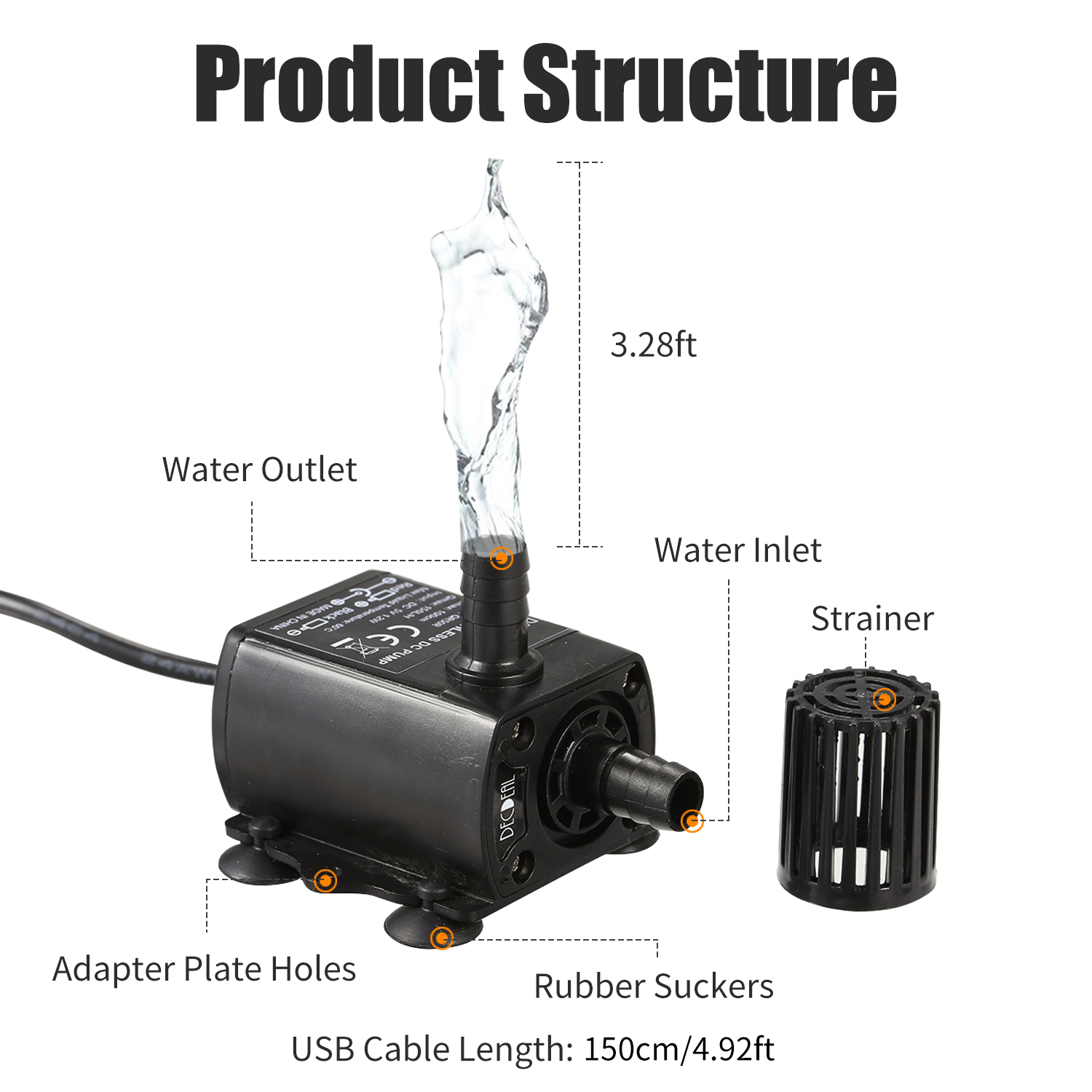 Water Pump Submersible Mini - Decdeal-超静音USBウォーターポンプ,ミニDC 5V,ブラシレス,水,オイル,水中,噴水,防水