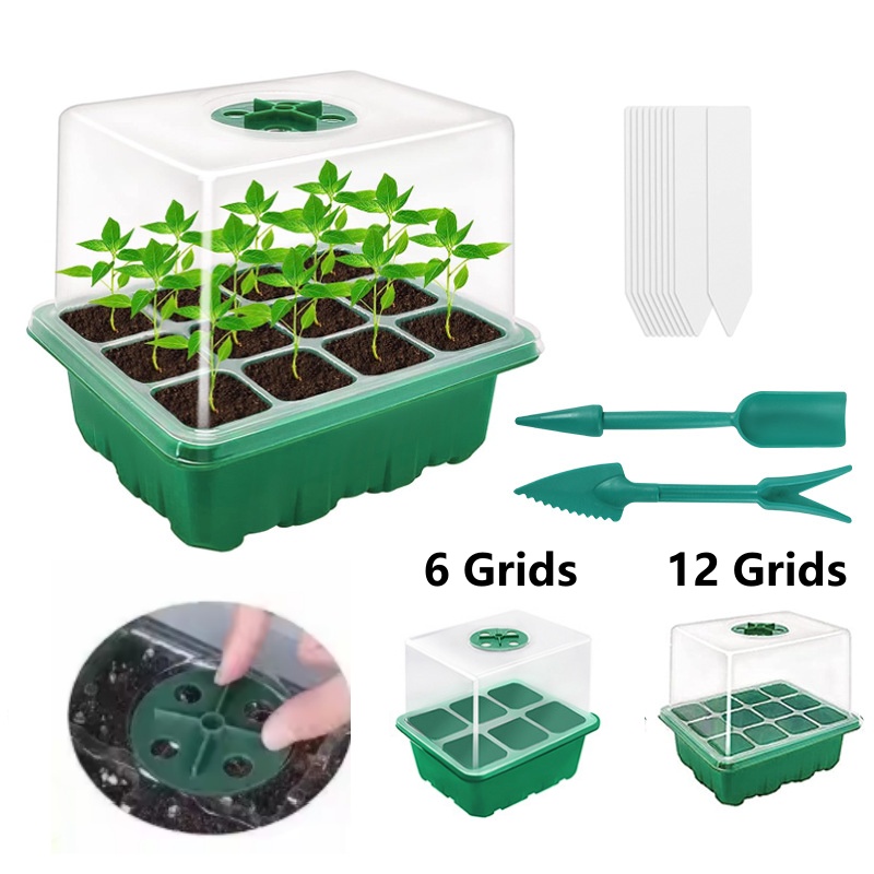 Dome Propagation Kit - 種子発芽キット ミニ温室発芽トレイ 湿度ドーム付き 植物苗育成トレイ ベース付き 繁殖キット