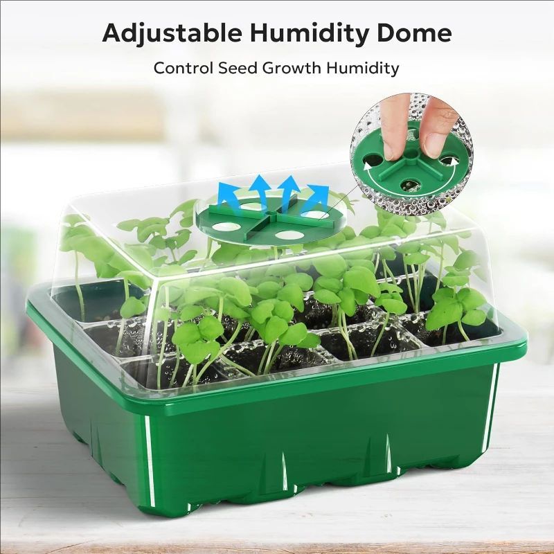 Dome Propagation Kit - 10個/5個入り 苗床トレイ 種子スターターキット ミニプロパゲーター 植物育成キット 湿度調整可能なドームとベース付き