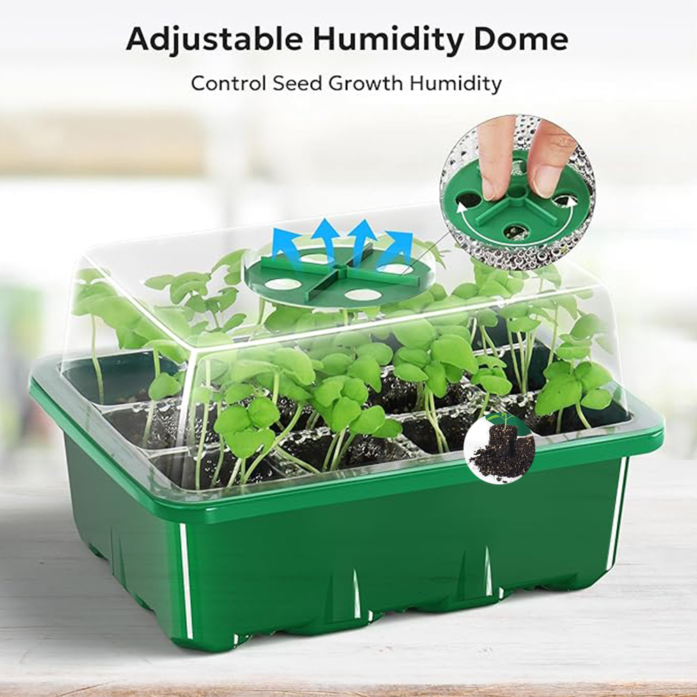 Dome Propagation Kit - 10個/セット 育苗トレイ 種子スターターキット ミニ繁殖キット 植物栽培キット 湿度調整可能なベント付きドームとベース付き