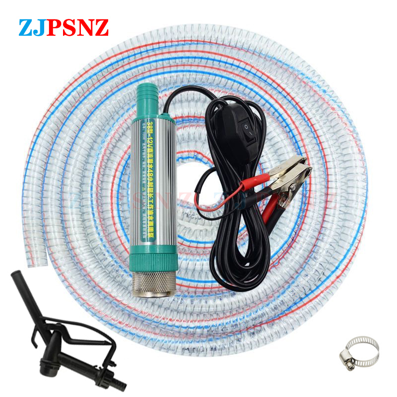 Water Pump Submersible Mini - ミニポータブル電気自動車ポンプ,容量38mm, 12V, 24V,30l/分,ディーゼル,油,水,移送,キャンプ,釣り,水中