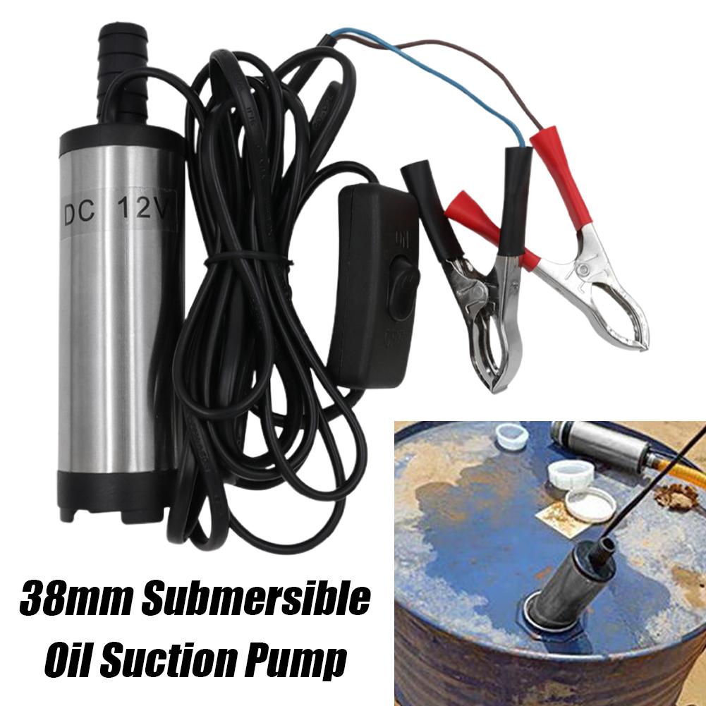 Water Pump Submersible Mini - ポータブル12V DCディーゼルポンプ、38mmプロ仕様水中オイル移送ポンプ（オン/オフスイッチ＆ワニ口クリップ付き）、車、ボート用