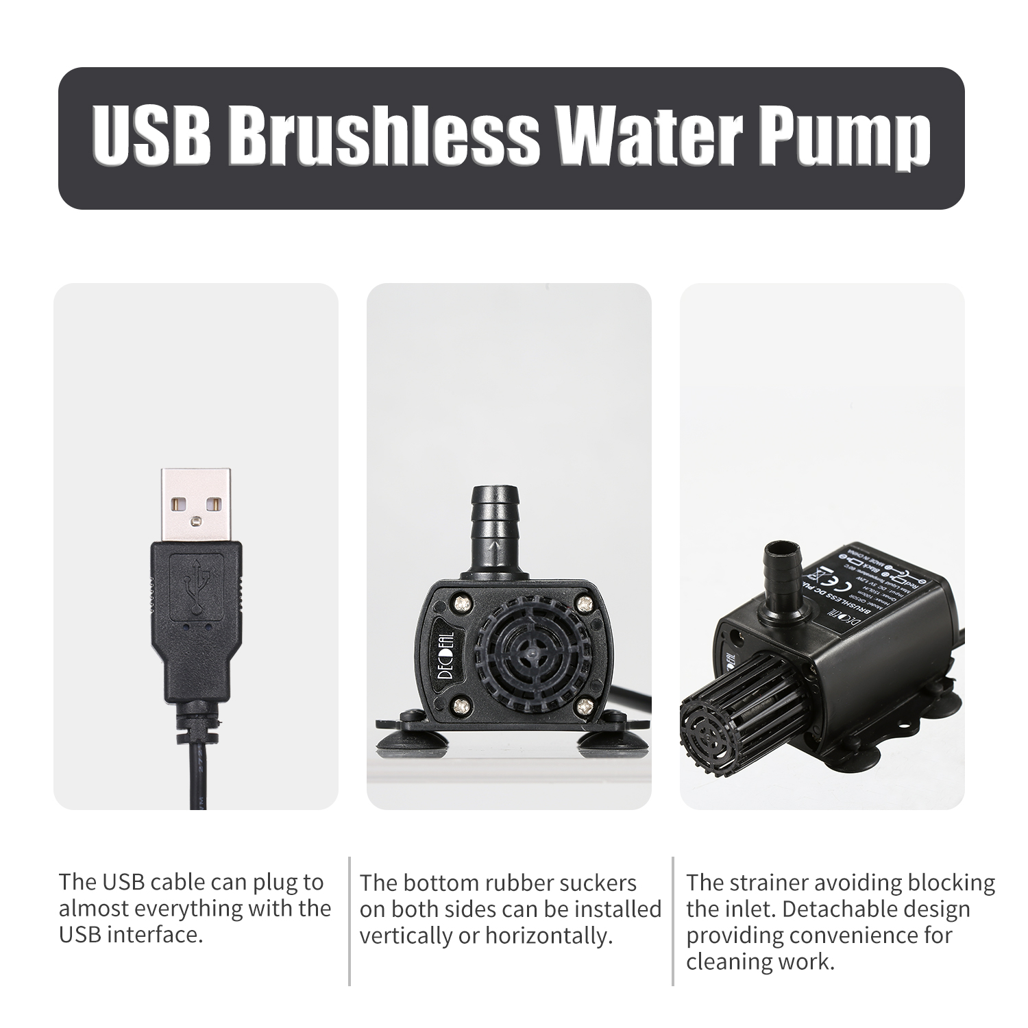 Decdeal-超静音USBウォーターポンプ,ミニDC 5V - Water Pump Submersible Mini のレビューと価格