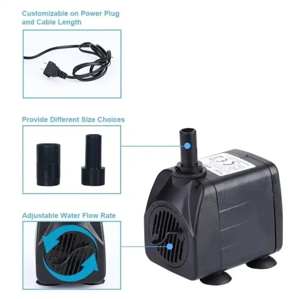 黒色水中ポンプ 超静音水槽フィルターポンプ ミニ 吸盤付き  - Water Pump Submersible Mini のレビューと価格