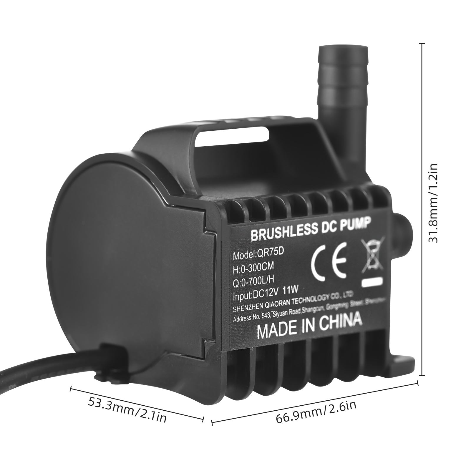 12V水中ポンプ 9.8フィート DCメスプラグ 吸盤ベース - Water Pump Submersible Mini のレビューと価格