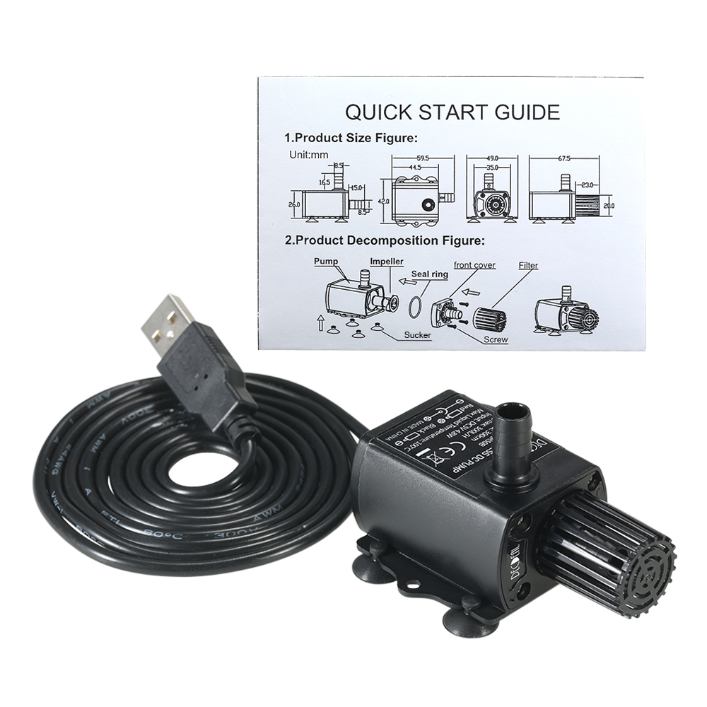 USB DC5V 4.8 ワット超静音ミニブラシレスウォータ - Water Pump Submersible Mini のレビューと価格