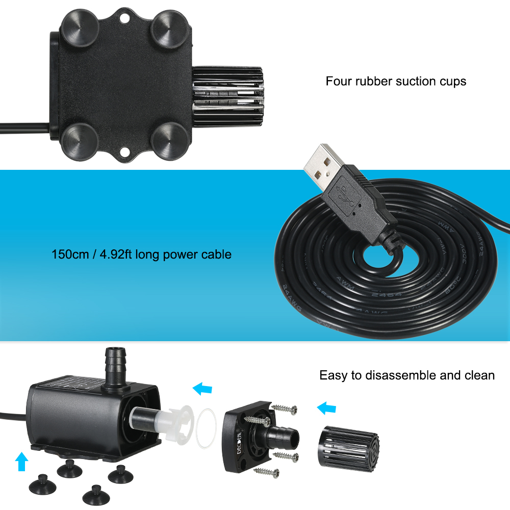 USB DC5V 4.8 ワット超静音ミニブラシレスウォータ - Water Pump Submersible Mini のレビューと価格